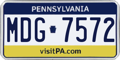 PA license plate MDG7572
