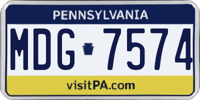 PA license plate MDG7574