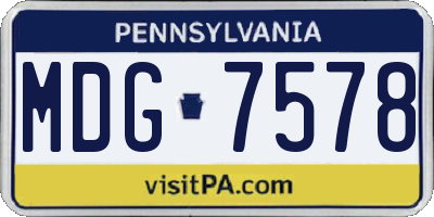 PA license plate MDG7578