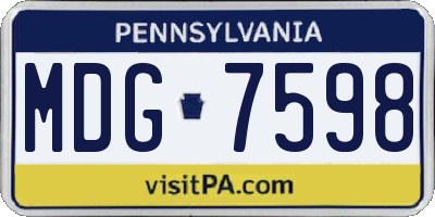PA license plate MDG7598