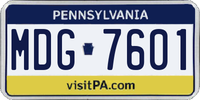PA license plate MDG7601