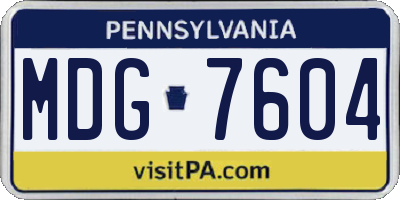 PA license plate MDG7604