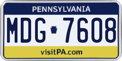 PA license plate MDG7608
