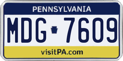PA license plate MDG7609