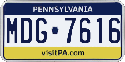 PA license plate MDG7616