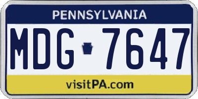 PA license plate MDG7647