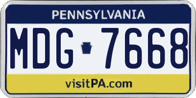 PA license plate MDG7668