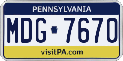PA license plate MDG7670