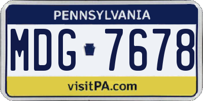 PA license plate MDG7678