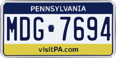 PA license plate MDG7694