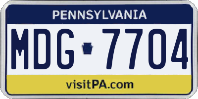 PA license plate MDG7704