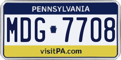PA license plate MDG7708