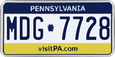 PA license plate MDG7728
