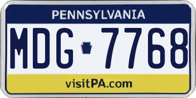 PA license plate MDG7768
