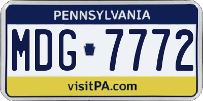 PA license plate MDG7772