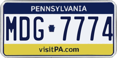PA license plate MDG7774