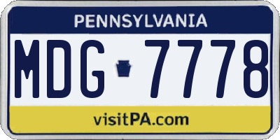 PA license plate MDG7778