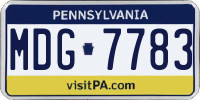 PA license plate MDG7783