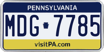 PA license plate MDG7785