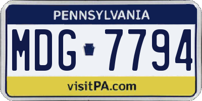 PA license plate MDG7794