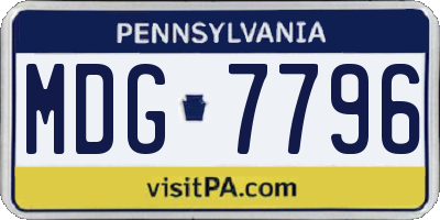 PA license plate MDG7796