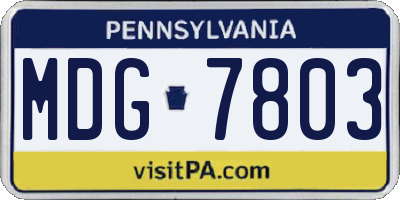 PA license plate MDG7803