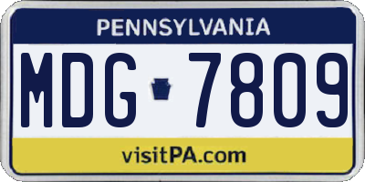 PA license plate MDG7809