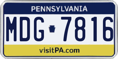 PA license plate MDG7816