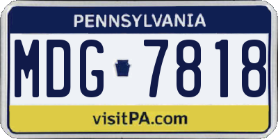 PA license plate MDG7818