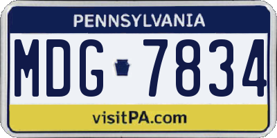PA license plate MDG7834