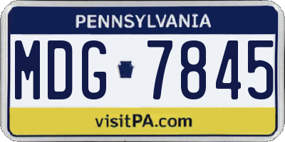 PA license plate MDG7845
