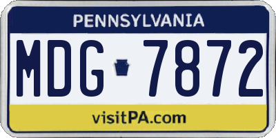 PA license plate MDG7872