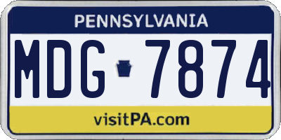 PA license plate MDG7874