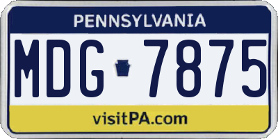 PA license plate MDG7875