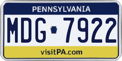 PA license plate MDG7922