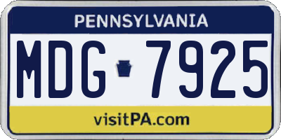 PA license plate MDG7925