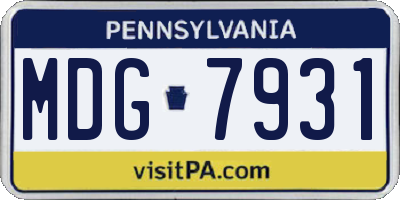 PA license plate MDG7931