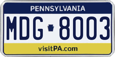 PA license plate MDG8003