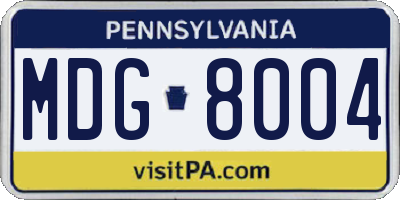 PA license plate MDG8004