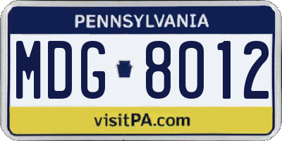 PA license plate MDG8012