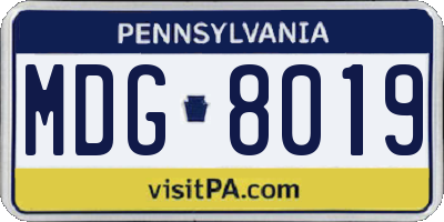 PA license plate MDG8019