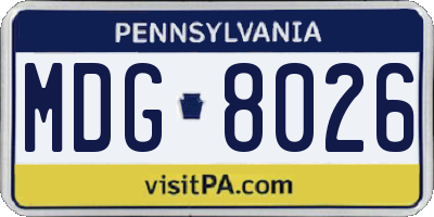 PA license plate MDG8026