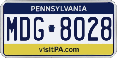 PA license plate MDG8028