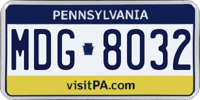 PA license plate MDG8032