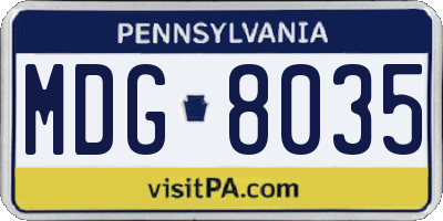 PA license plate MDG8035