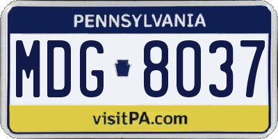 PA license plate MDG8037