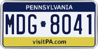 PA license plate MDG8041