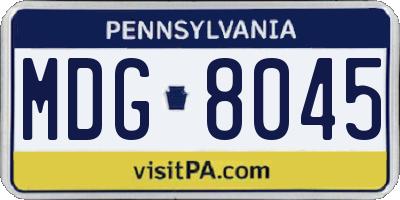 PA license plate MDG8045