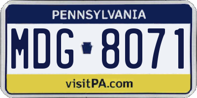PA license plate MDG8071