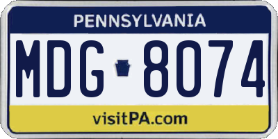 PA license plate MDG8074